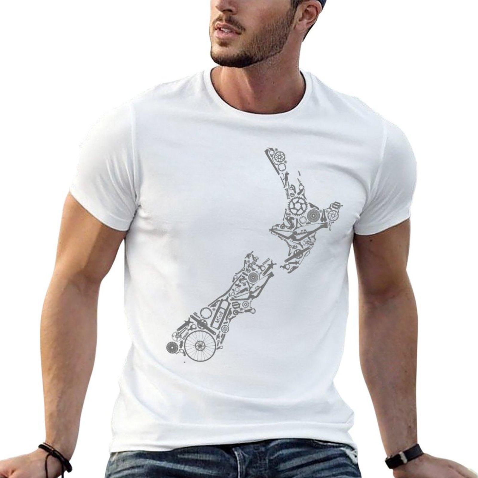 Mountain Biking New Zealand - NOUVELLE-ZÉLANDE - T-shirt gris, thème VTT,